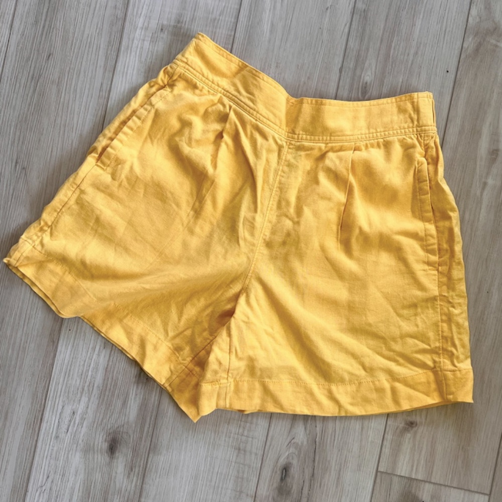 2 for $20 || High Waisted Yellow Summer Staple Shorts Linen Blend
